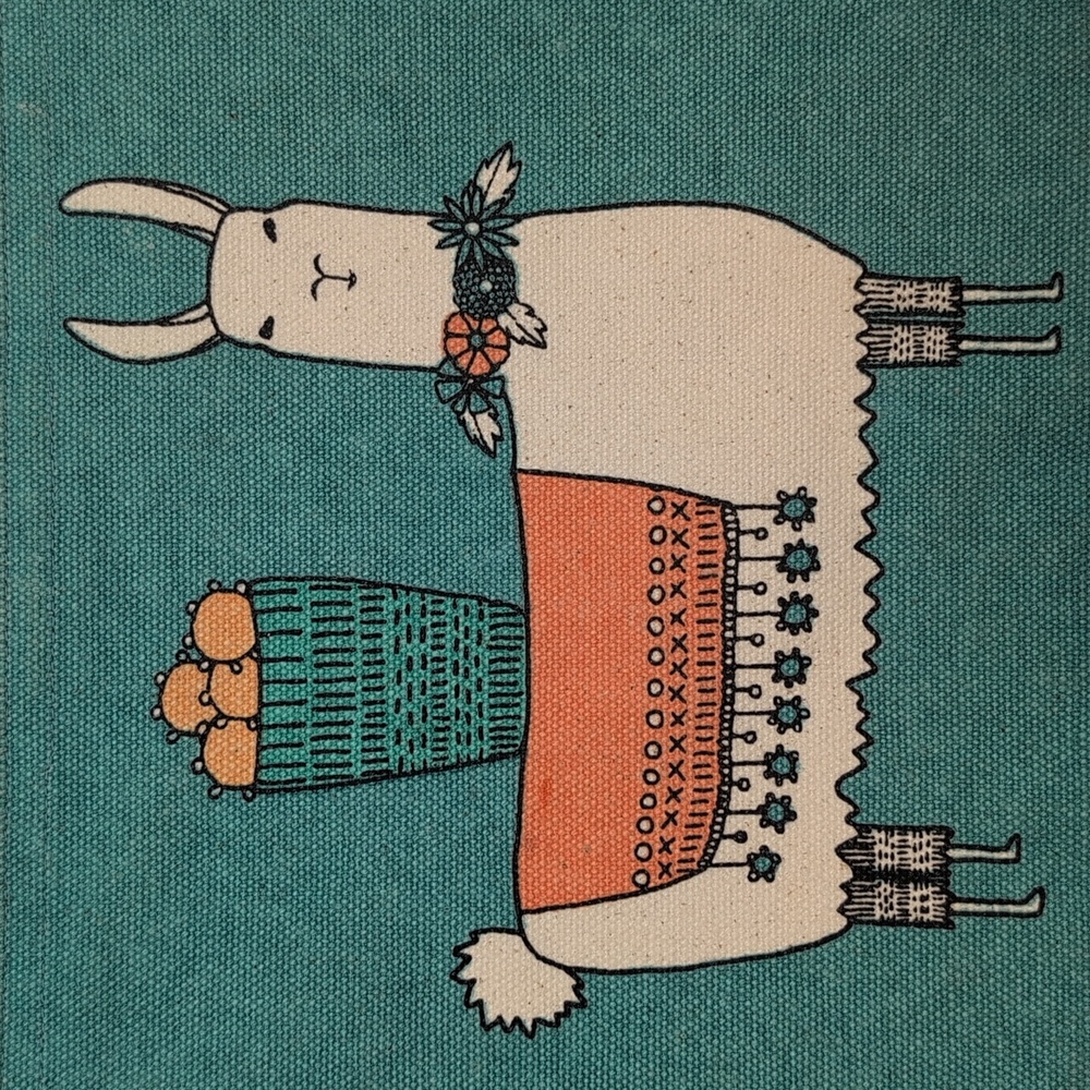 Danica Studio Llamarama large cotton canvas zipper pouch. 9.25" X 6.75" - Picture 4 of 7